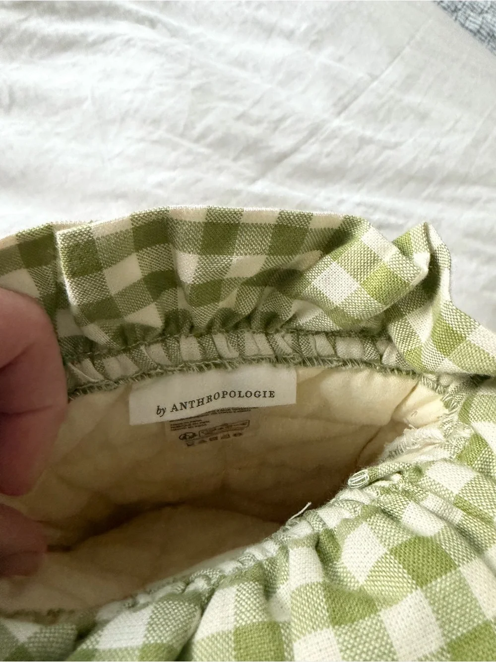 Anthropologie Green Gingham Ruffle Oven Mitt